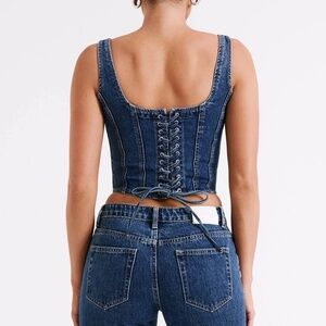 Meshki Bianca Denim Lace Up Corset